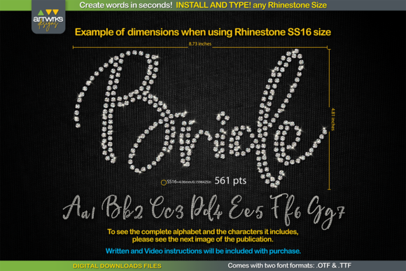 RS01 Cursiva Rhinestone Template TTF Font for Instant Sparkle